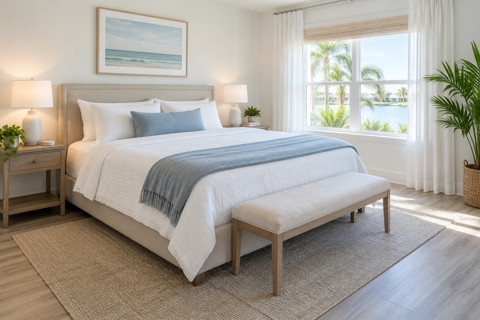 Fresh, uncluttered bedroom after professional cleaning